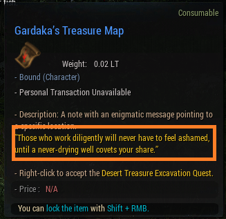 Bottle with a Note - Gardaka's Treasure Map (locations)